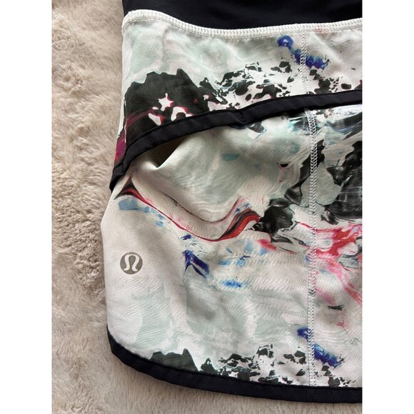 Lululemon Womens Multicolor Paint Splatter Running Shorts Size 8 With Back Pocke - Picture 4 of 9